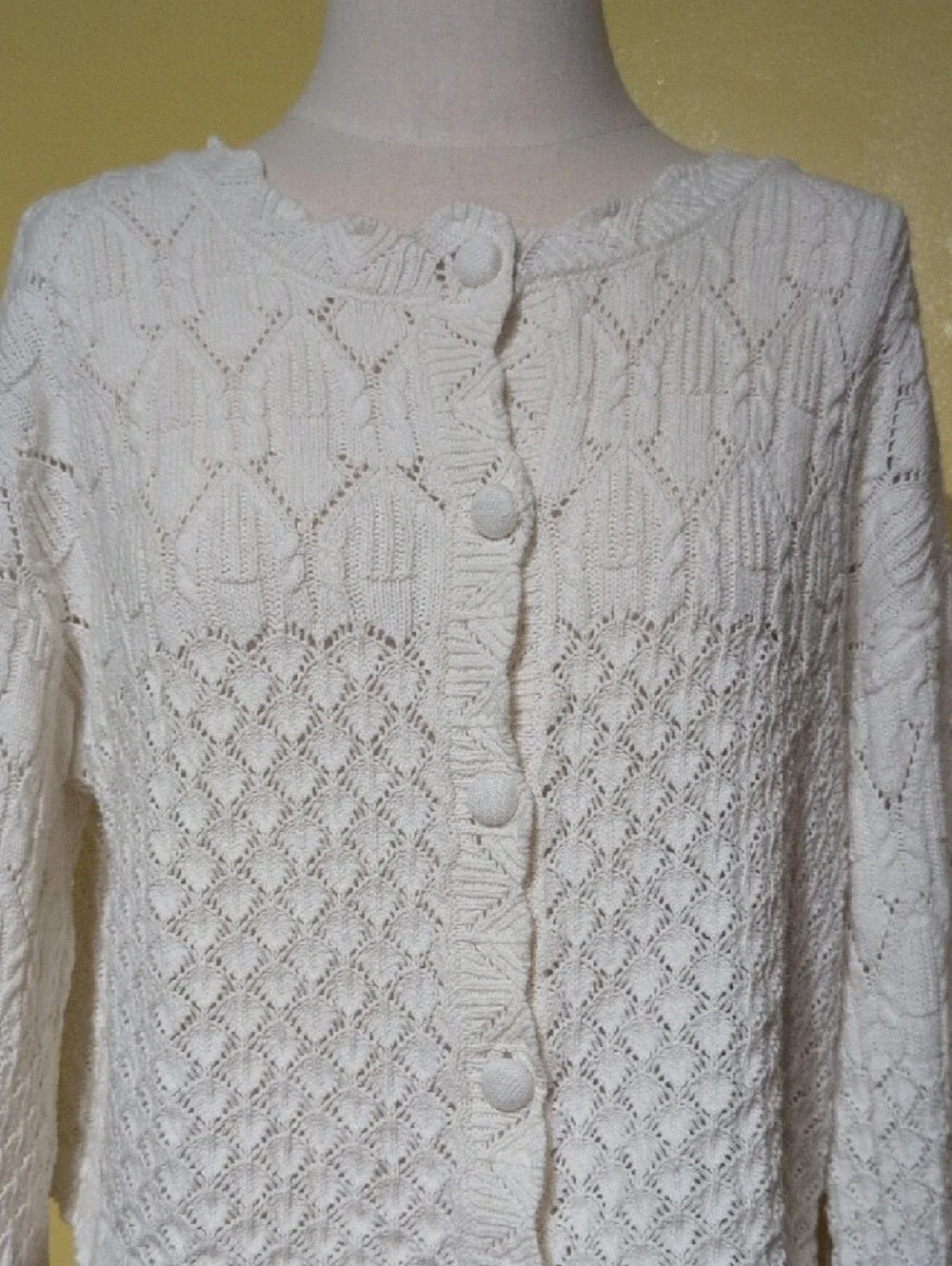 Sincerly Jules Cream Knit Button-Front Cardigan - Picture 2 of 10